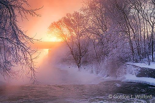 Falls Mist At Sunrise_33576.jpg - Photographed along the Rideau Canal Waterway at Smiths Falls, Ontario, Canada.